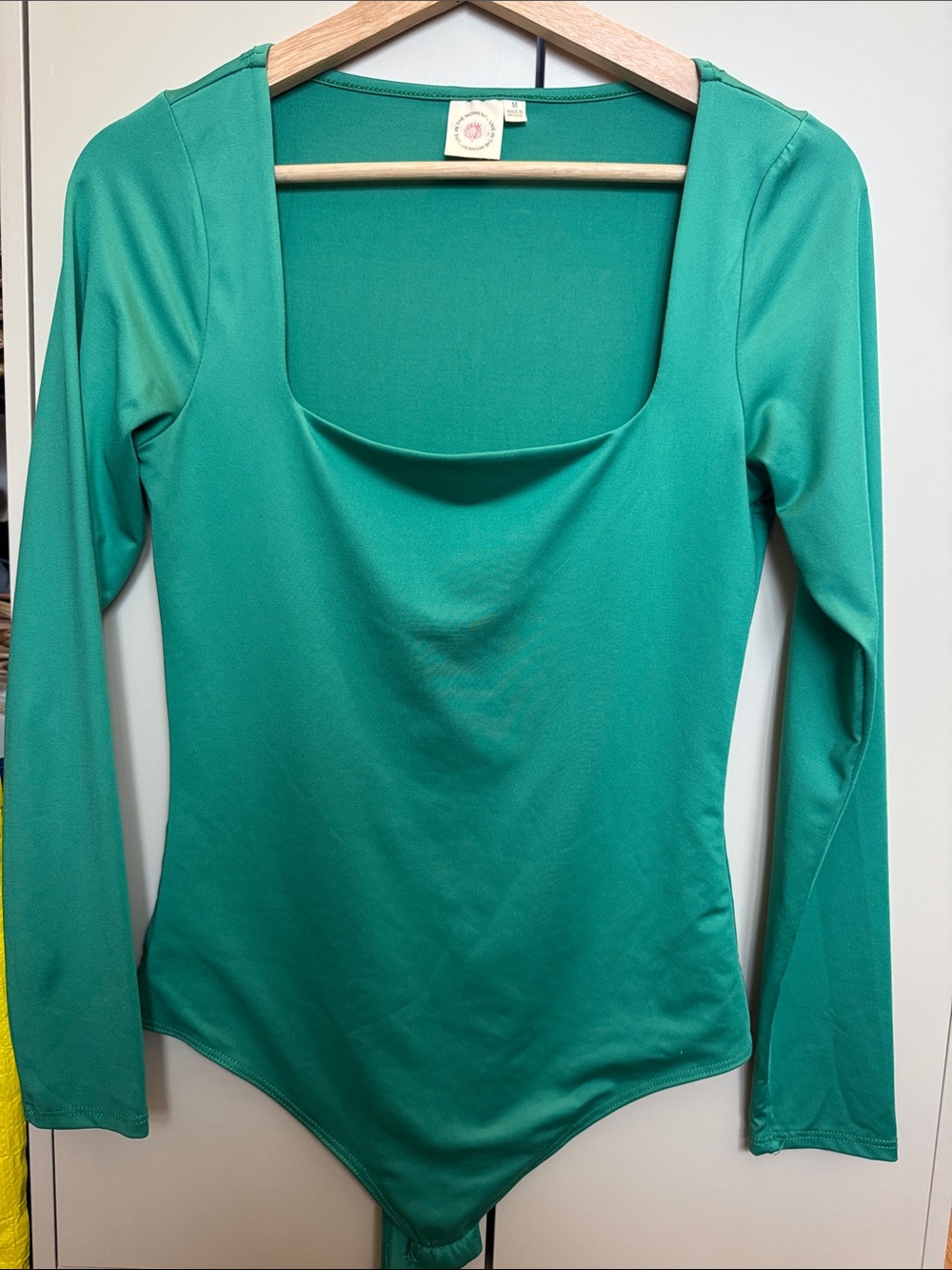 Women's Emerald Green Long-Sleeve Scoop Neck Bodysuit
